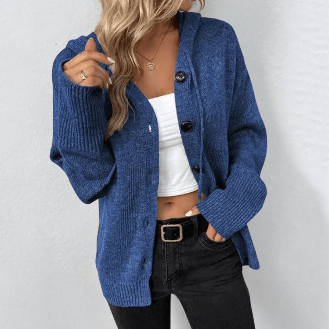 Women's cardigan with button placket made of chunky knit