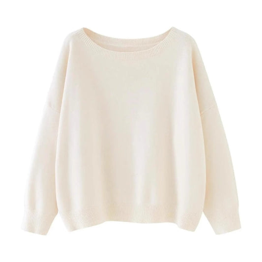 Women's sweater with round neckline made of fine knit