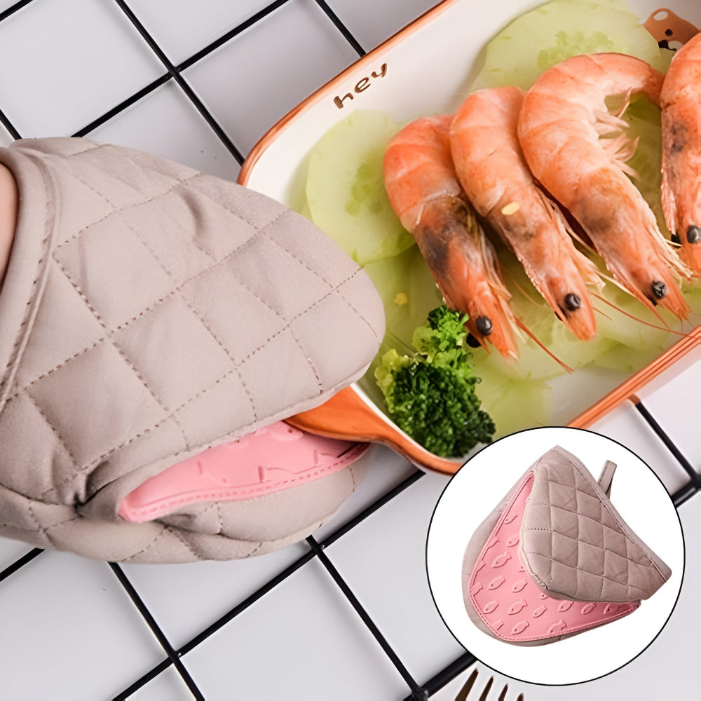 Heat-Resistant Silicone Kitchen Gloves with Quilting – Safe Cooking & Baking