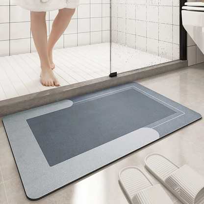 Highly absorbent bath mat, thin, non-slip with diatomite surface, quick-drying, geometric design