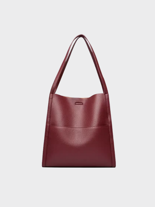 Women's leather handbag with multiple compartments