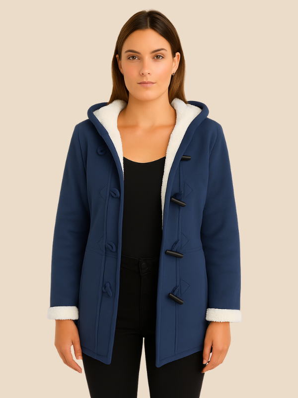 Women's coat with hood and fleece lining