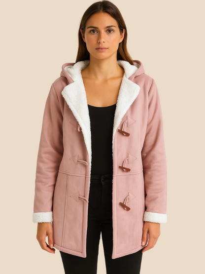 Women's coat with hood and fleece lining