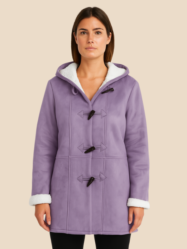 Women's coat with hood and fleece lining