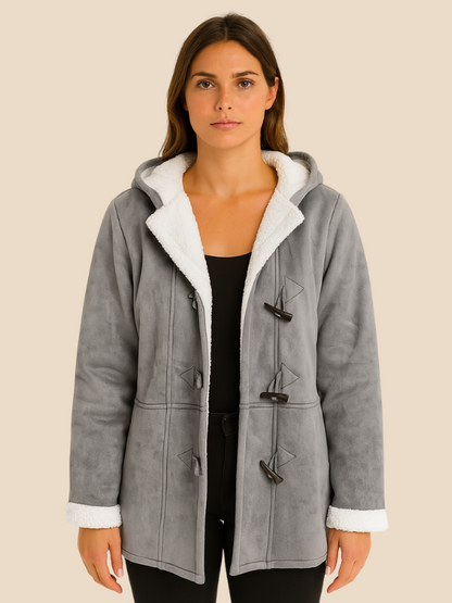 Women's coat with hood and fleece lining