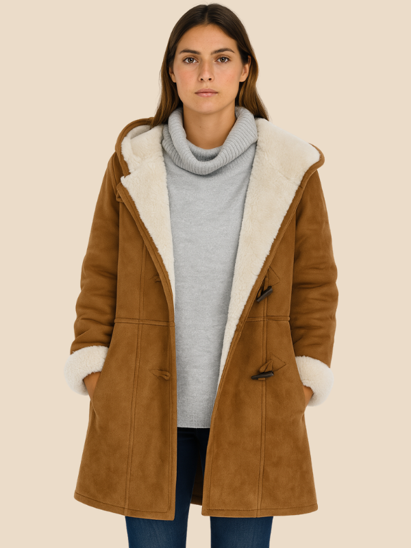 Women's coat with hood and fleece lining