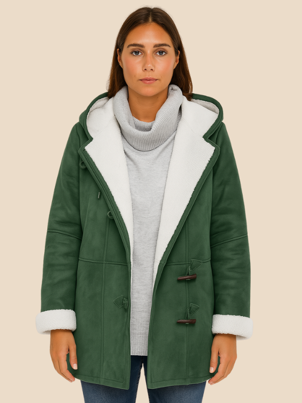 Women's coat with hood and fleece lining