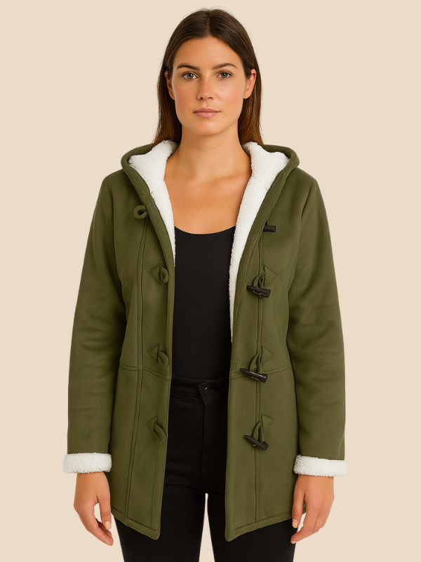 Women's coat with hood and fleece lining