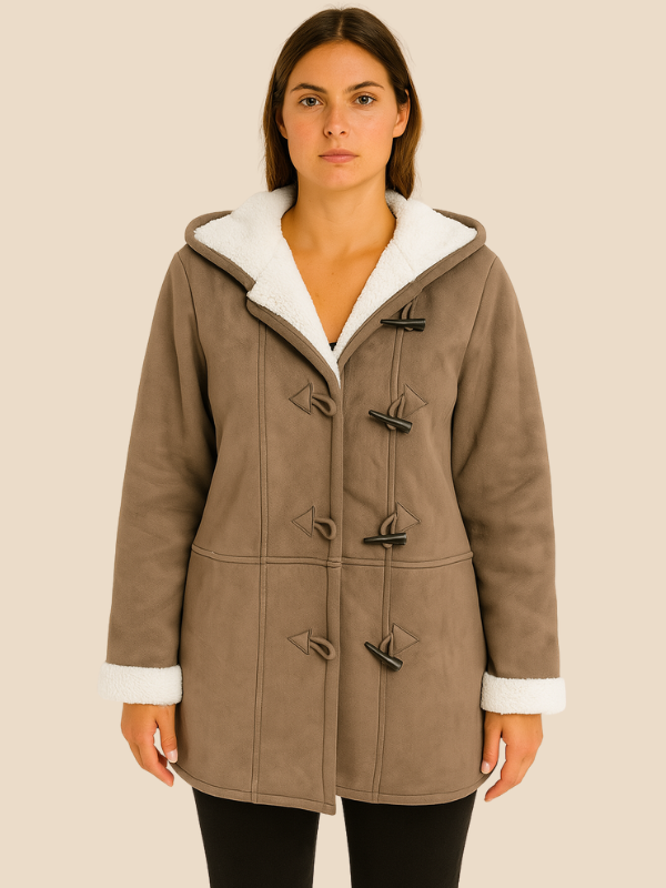 Women's coat with hood and fleece lining