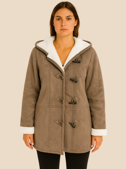 Women's coat with hood and fleece lining