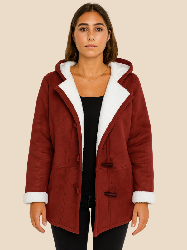 Women's coat with hood and fleece lining