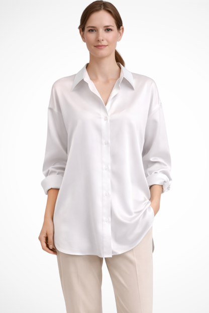 Women's Blouse with Button Placket and Long Sleeves