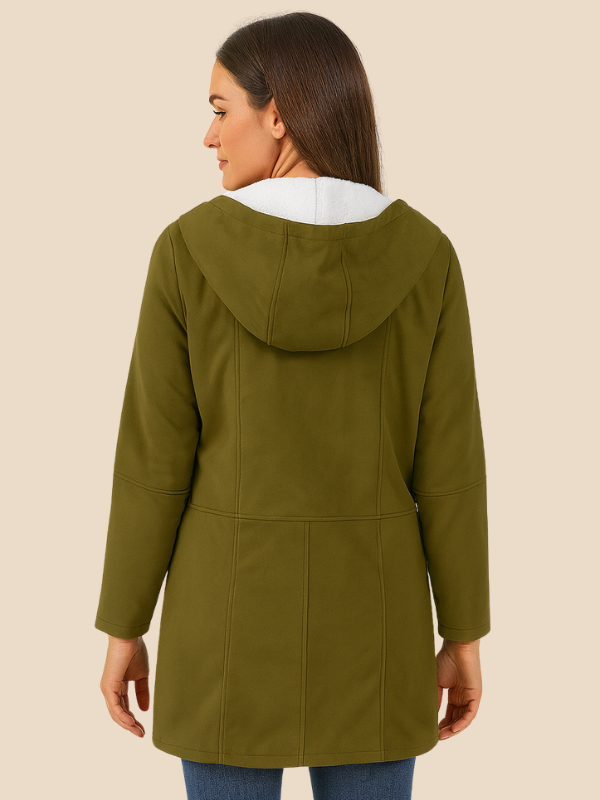 Women's coat with hood and fleece lining