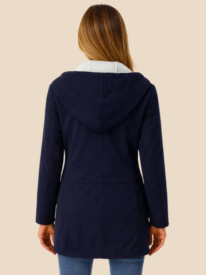 Women's coat with hood and fleece lining