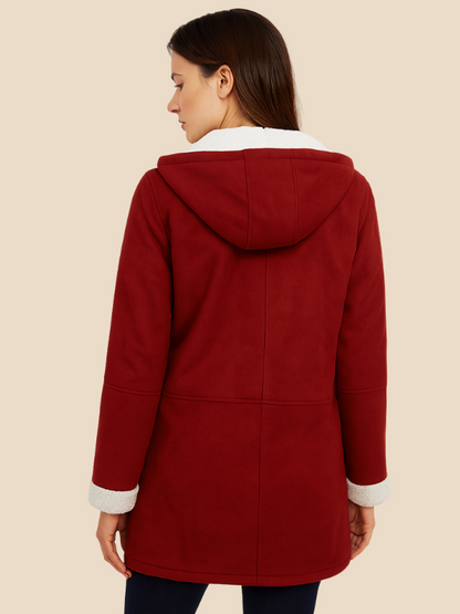 Women's coat with hood and fleece lining