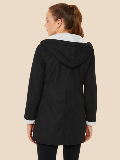 Women's coat with hood and fleece lining