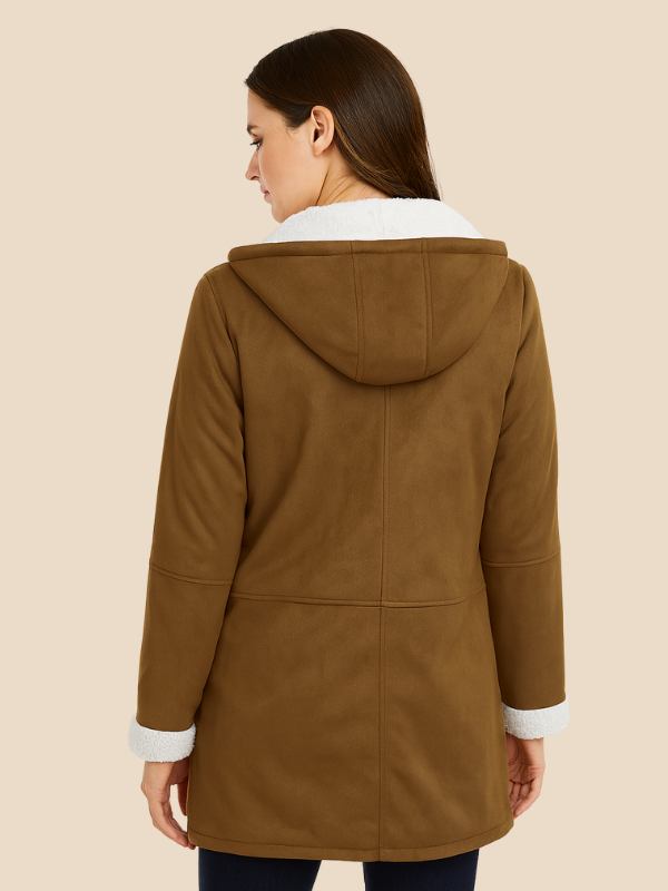 Women's coat with hood and fleece lining