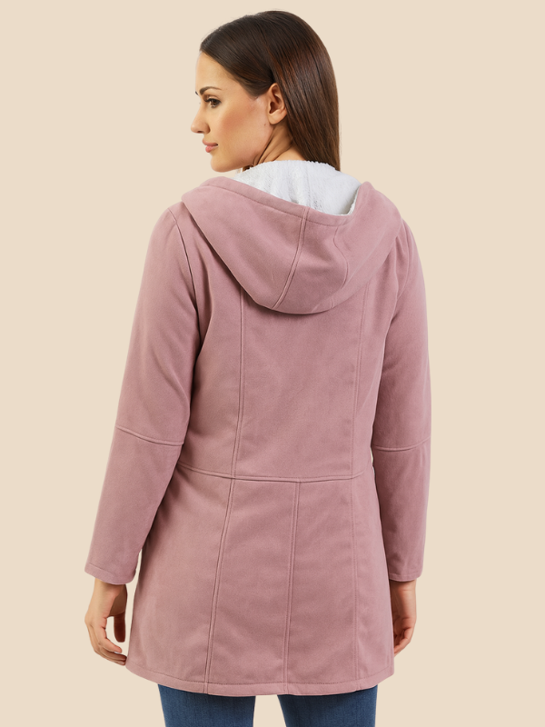 Women's coat with hood and fleece lining