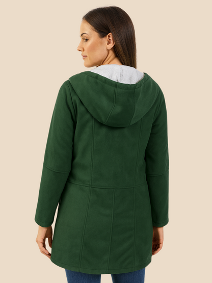 Women's coat with hood and fleece lining