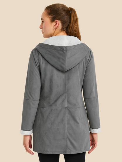 Women's coat with hood and fleece lining