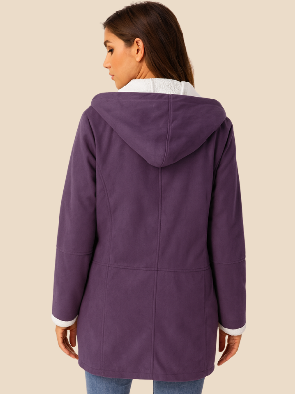 Women's coat with hood and fleece lining
