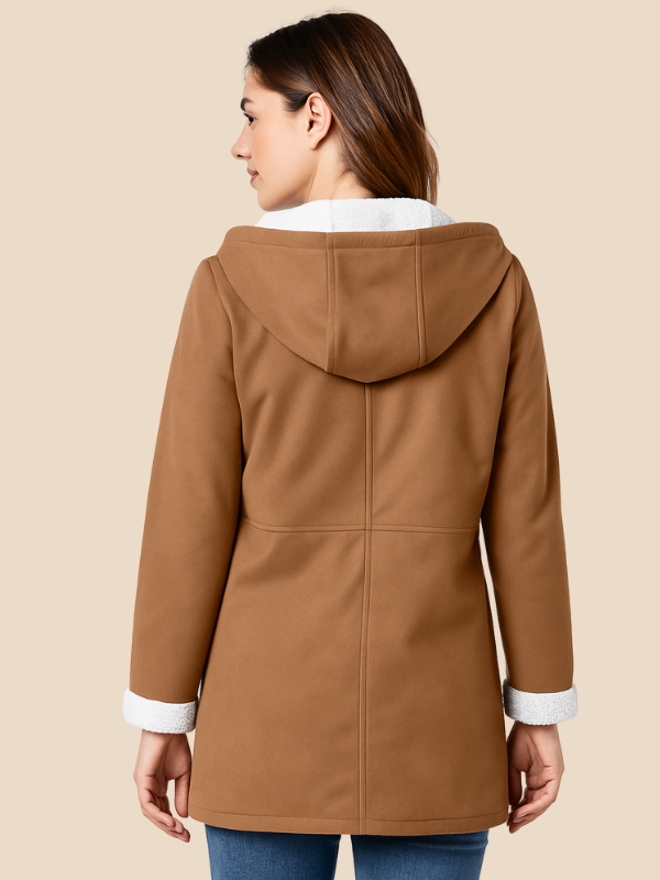 Women's coat with hood and fleece lining