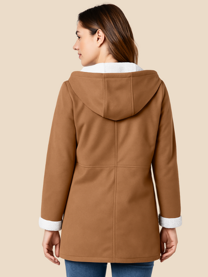 Women's coat with hood and fleece lining