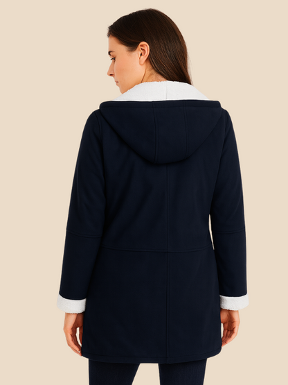Women's coat with hood and fleece lining