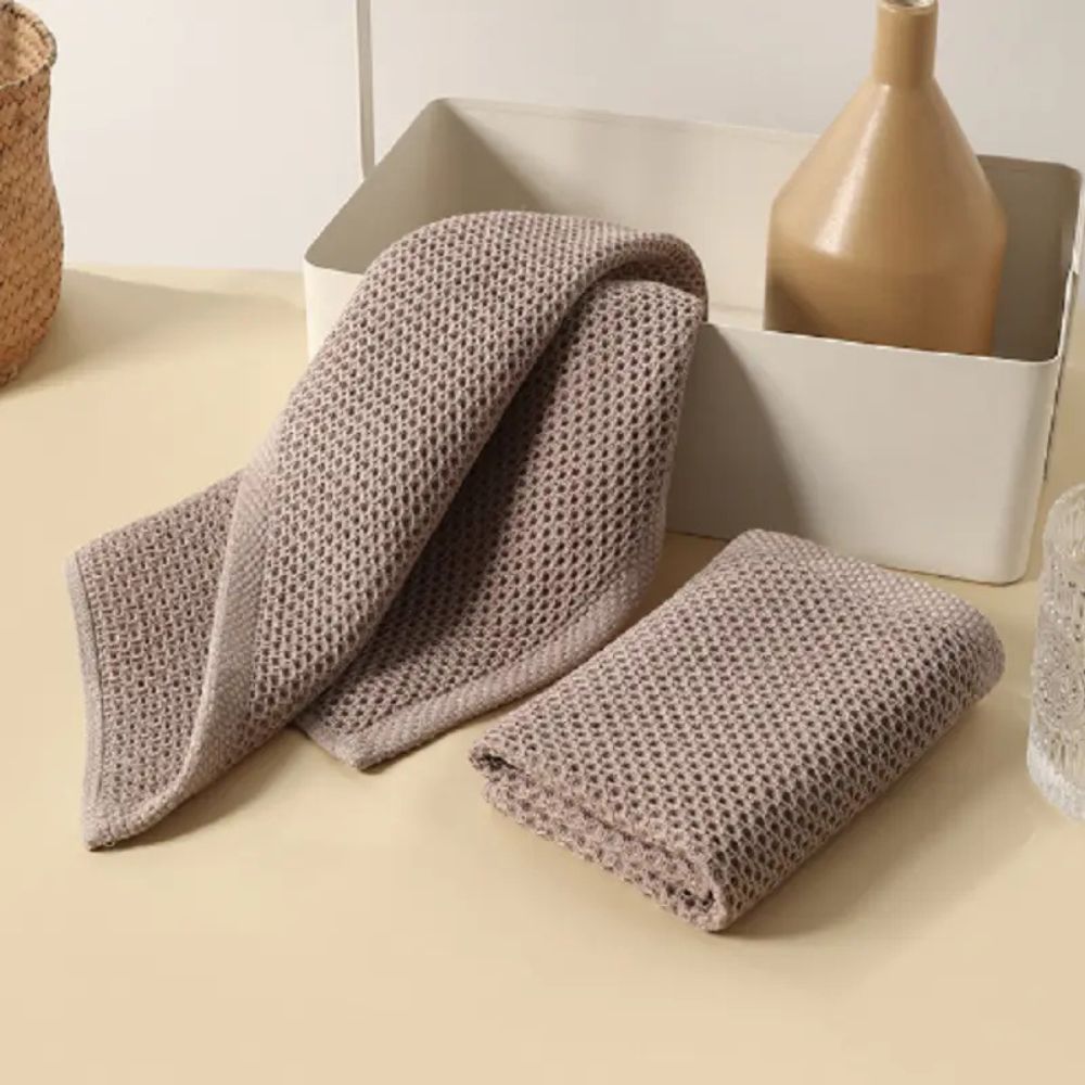 Cotton Waffle Pique Kitchen Towel Absorbent with Hanging Loop Quick-Drying Square