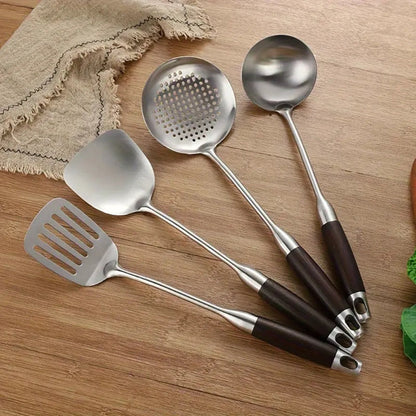 6-Piece Kitchen Utensil Set in Stainless Steel & Wood – Elegance Meets Function