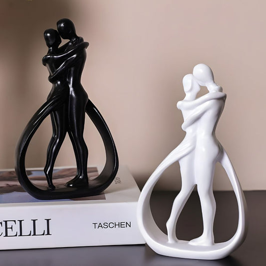 Skulptur Umarmendes Paar aus Resin Modern Abstrakt für Wohnzimmer Regal und als Geschenk