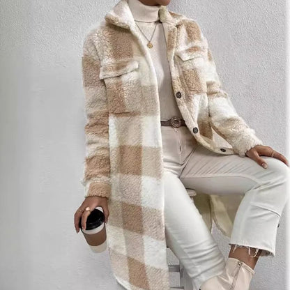 Checked transitional jacket with soft fabric and loose fit