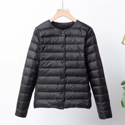 Lightweight women's down jacket with short cut