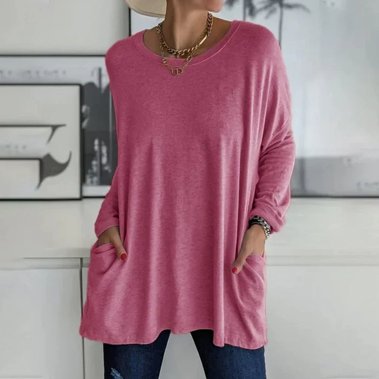 Women's pullover in loose fit with round neckline