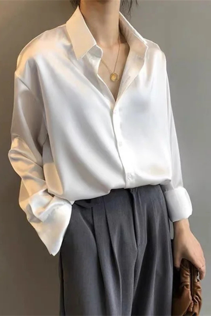 Women's Blouse with Button Placket and Long Sleeves