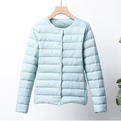 Lightweight women's down jacket with short cut