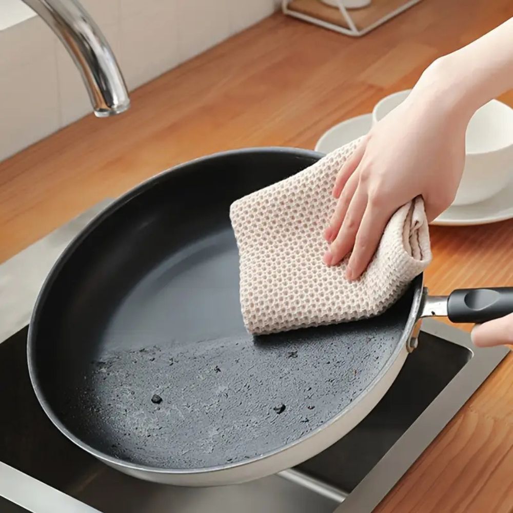 Cotton Waffle Pique Kitchen Towel Absorbent with Hanging Loop Quick-Drying Square
