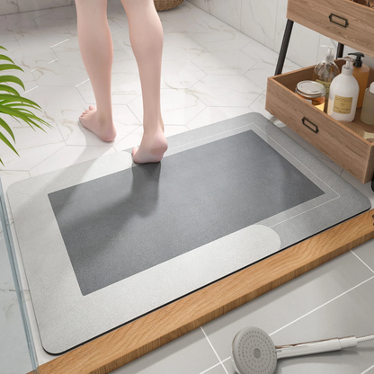 Highly absorbent bath mat, thin, non-slip with diatomite surface, quick-drying, geometric design