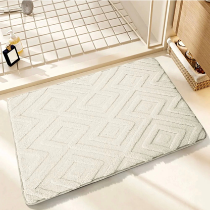 Bath mat with diamond jacquard pattern, memory foam, non-slip, made of plush microfiber, absorbent