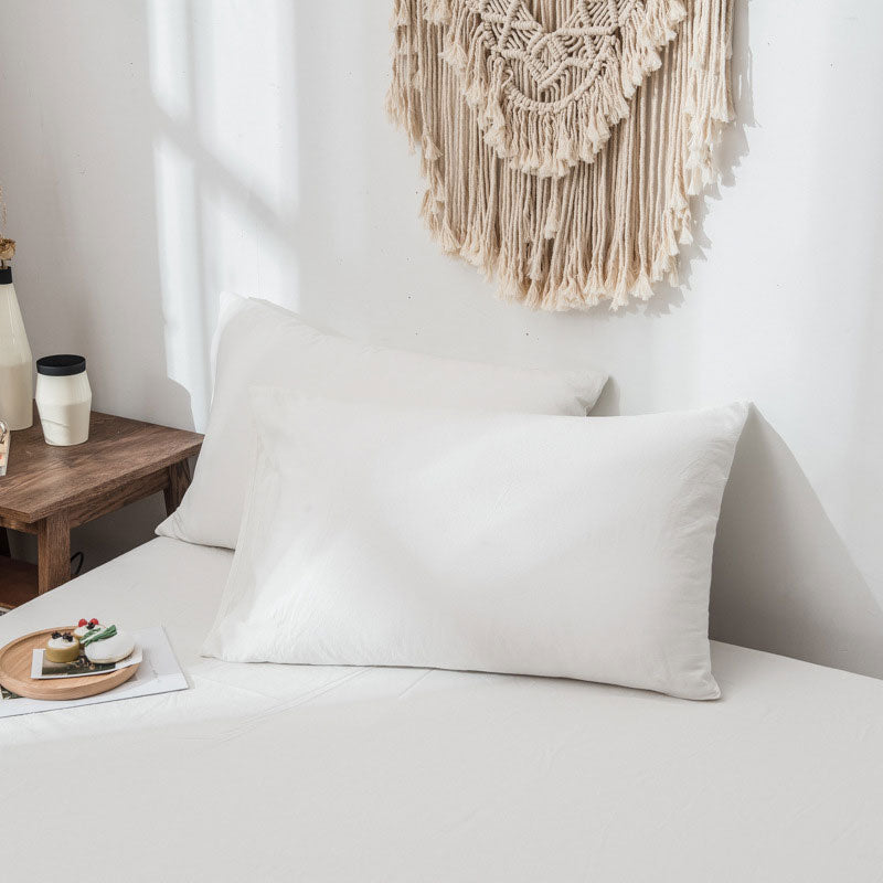 Cotton pillowcases 2-piece set stone washed solid color with hotel closure made of pure cotton