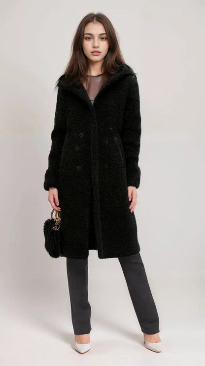 Women's teddy jacket made of faux fur with zipper