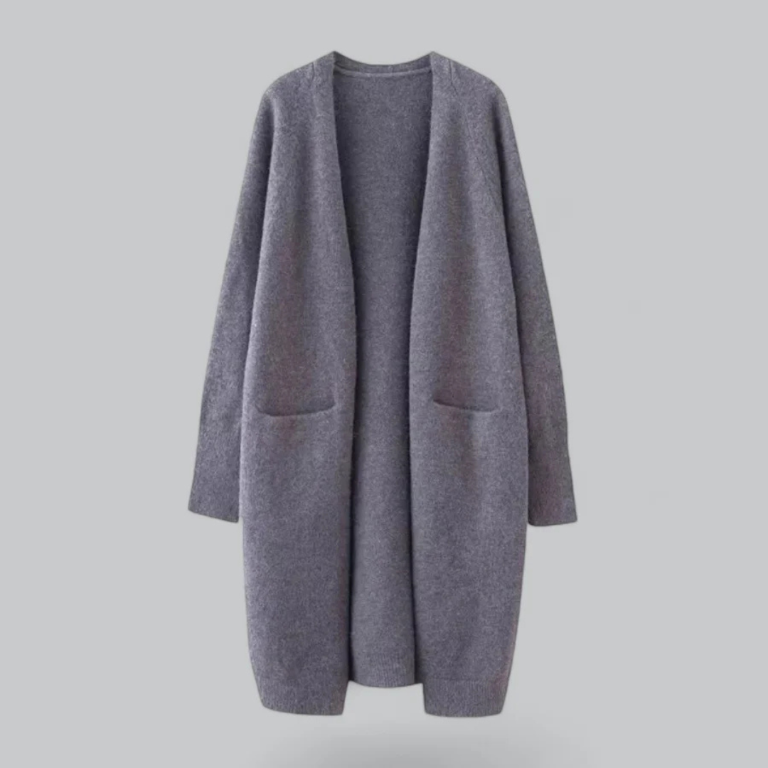 Women's cardigan with open front and long cut