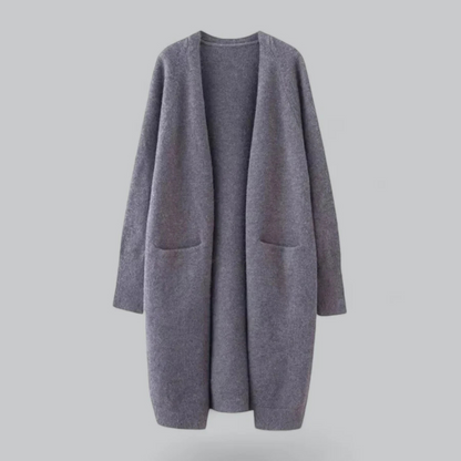 Women's cardigan with open front and long cut