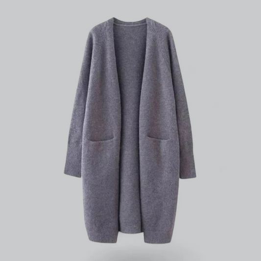 Women's cardigan with open front and long cut