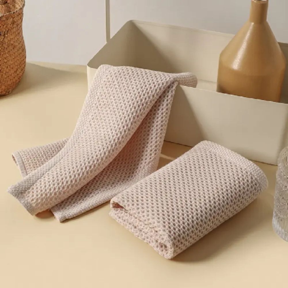 Cotton Waffle Pique Kitchen Towel Absorbent with Hanging Loop Quick-Drying Square