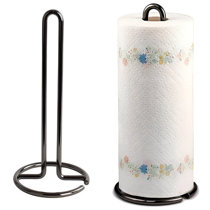 Standing Kitchen Roll Holder Made of Iron with U-Shaped Handle and Round Base for Napkins and Paper Towels