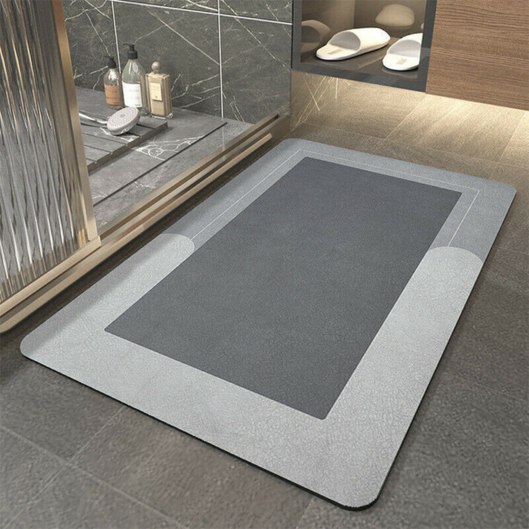 Highly absorbent bath mat, thin, non-slip with diatomite surface, quick-drying, geometric design