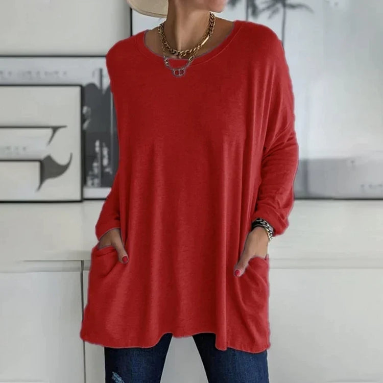 Women's pullover in loose fit with round neckline