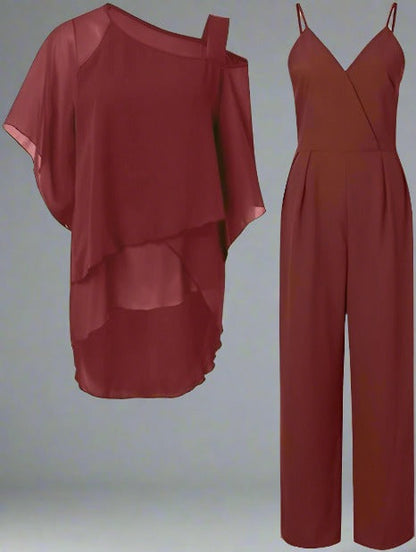 Two-piece women's set with overlay top and pants