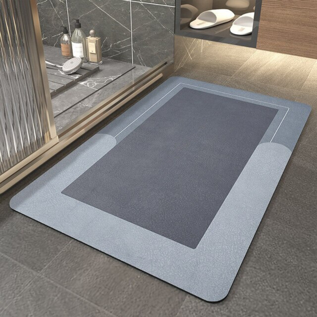 Highly absorbent bath mat, thin, non-slip with diatomite surface, quick-drying, geometric design